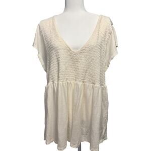 Torrid Womens 4X Top Smocked Babydoll V-neck Flowy Casual Basic Essential Simple